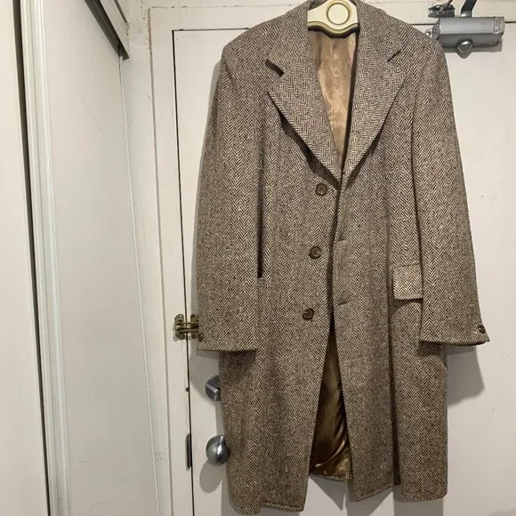 VINTAGE SIMPSONS THE STORE FOR MEN TWEED TRENCH COATS SIZE L/XL - Picture 7 of 12